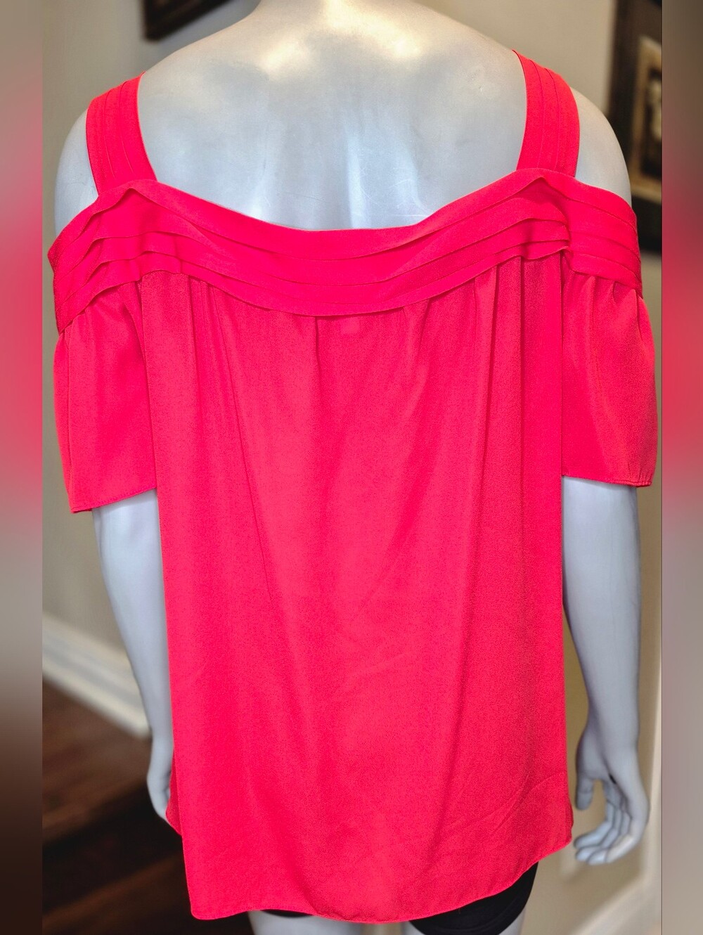 Sophie Max Bright Red Ruffled Cold-Shoulder Top - Picture 9 of 14